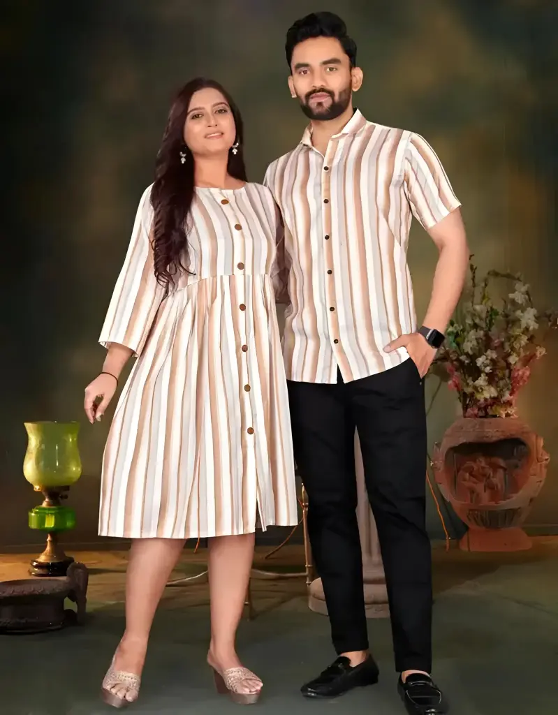 Couple Combo Mens Shirt & One Piece Dress for women_488