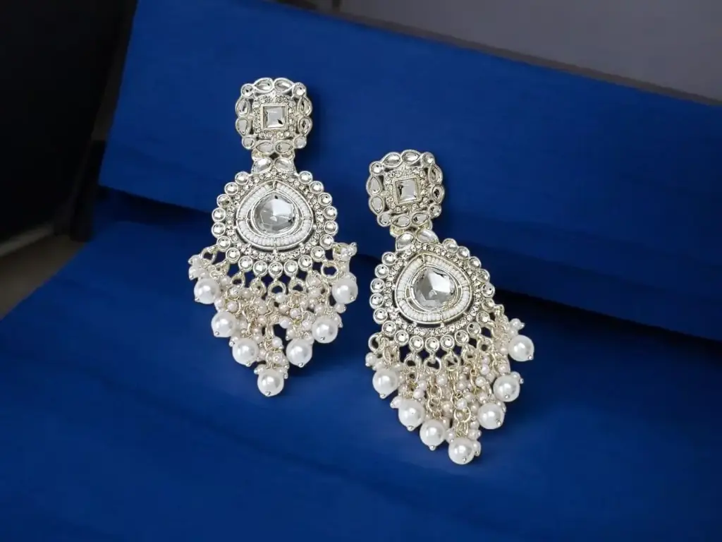 Royal Kundan Pearl Drop Earrings(I)