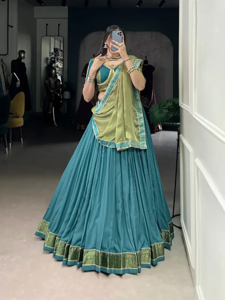 Teal & Olive Contrast Lehenga LEHENGA CHOLI _530