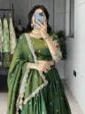 Emerld Green Mahendi Ceremony Lehenga Choli_535