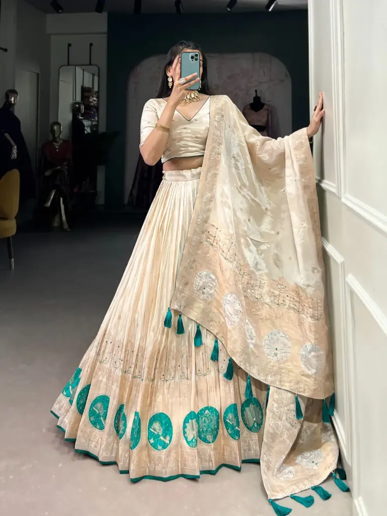 Shimmer With Weaving Work Lehenga choli_544