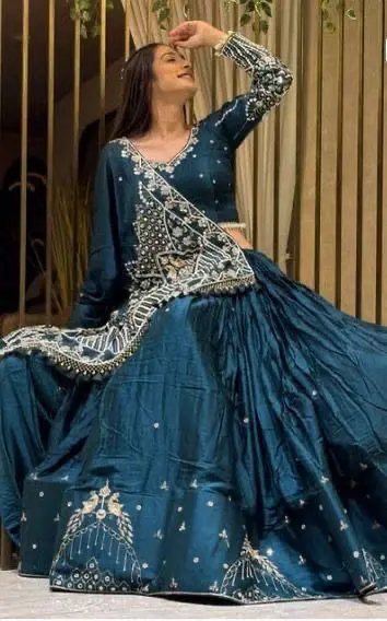 Blue Designer Lehega Choli_563