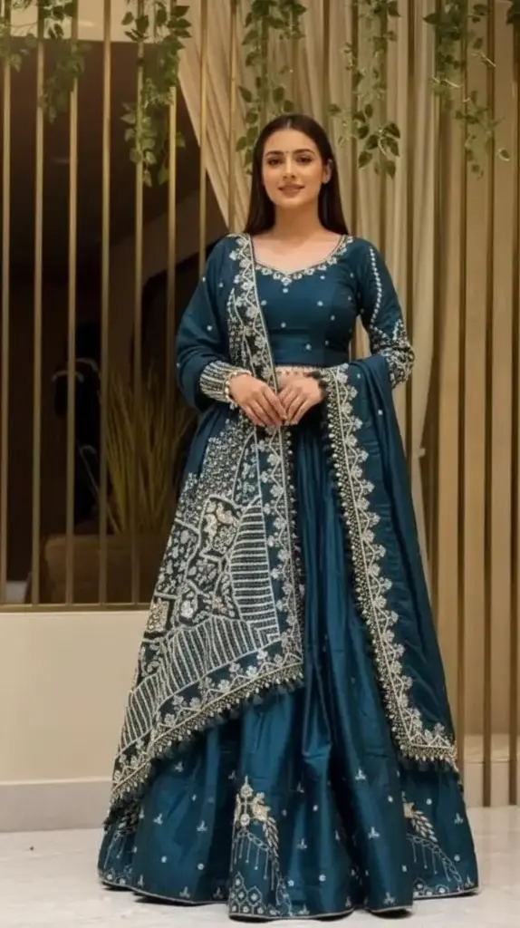 [563] Blue Designer Lehega Choli_563