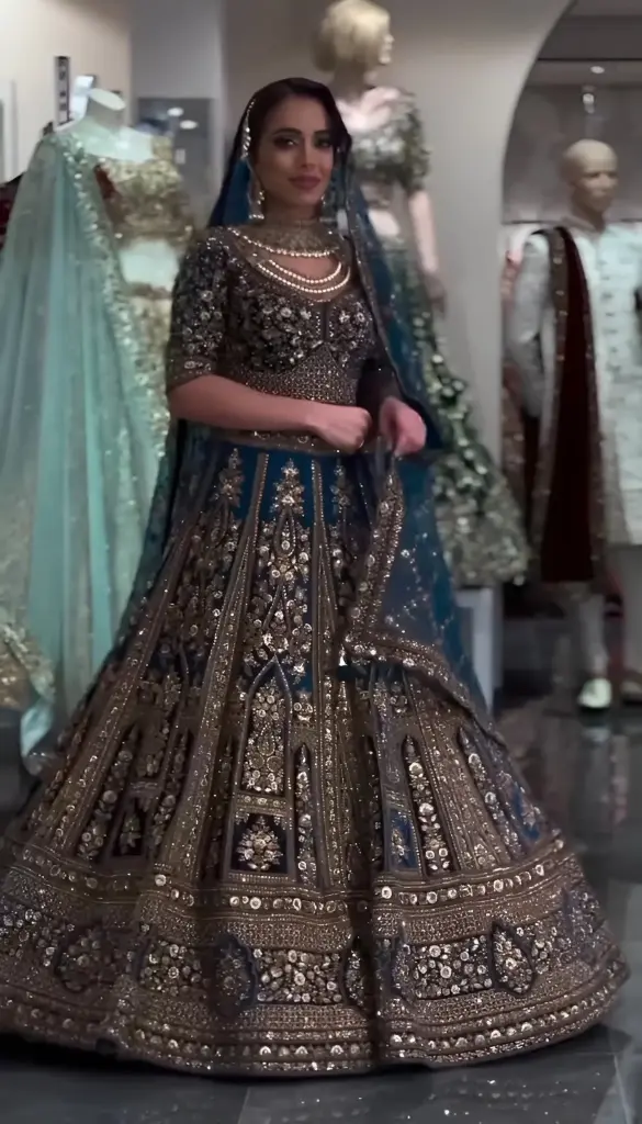 The Midnight Teal Imperial Bridal Lehenga_580