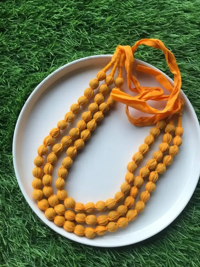 Midnight Charm Fabric Bead Necklace_129