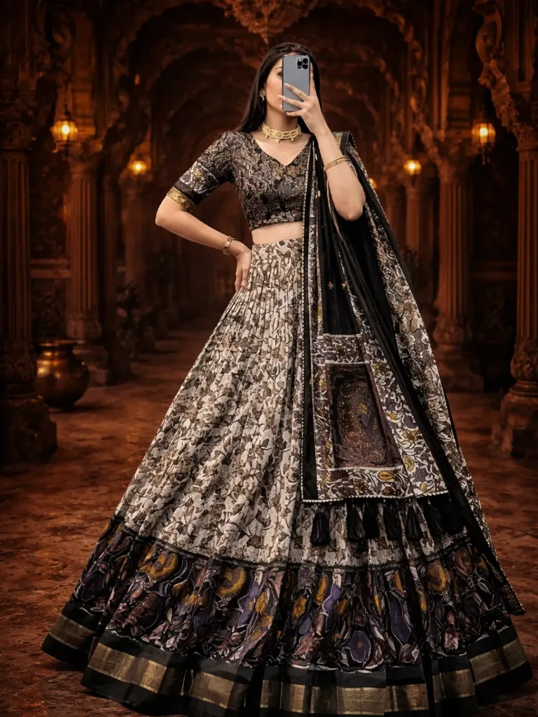 [168] Aarohi Antique Black Kalamkari Chaniya Choli_168