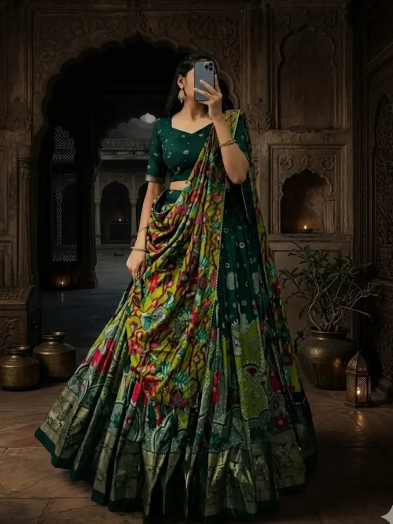 [171] Royal Madhubani Green Art Lehenga Choli Set_171