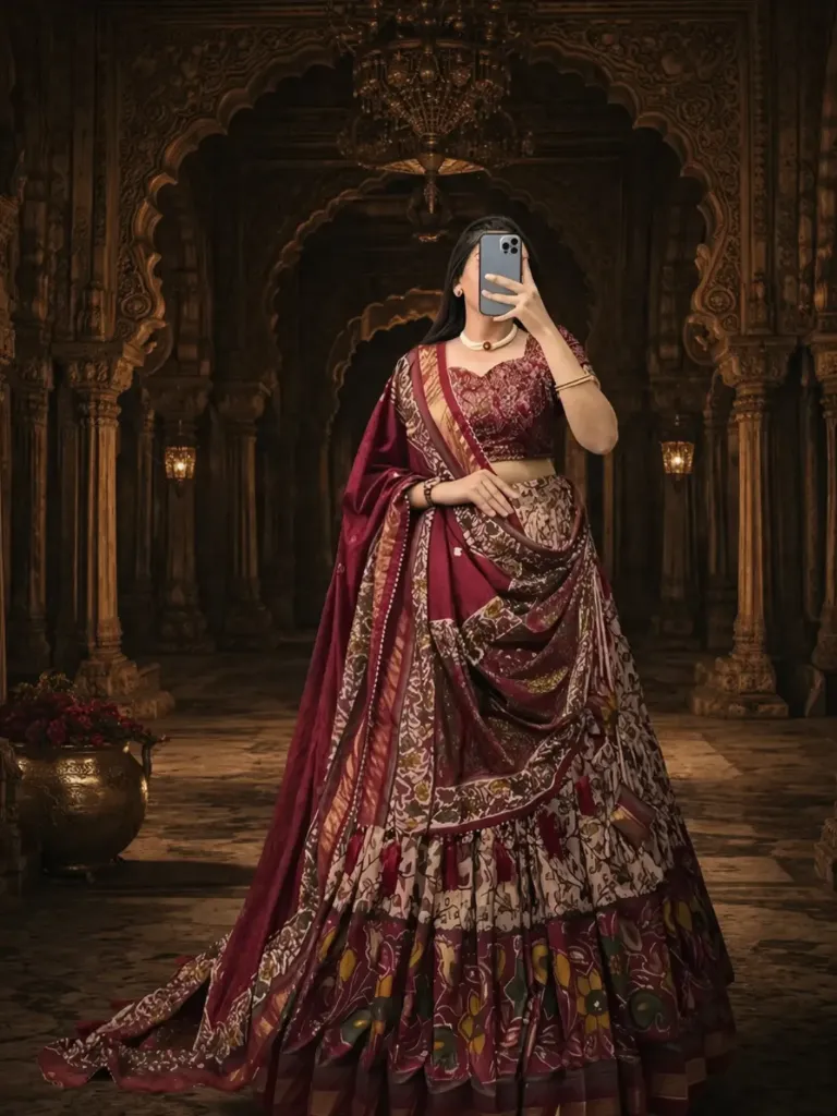 [171] Maroon Madhubani Designer Lehenga Choli_172