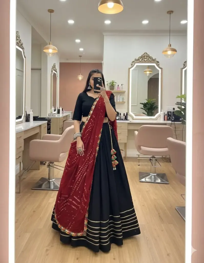 [182] Black Chaniya Choli with Mirror Work Dupatta_182