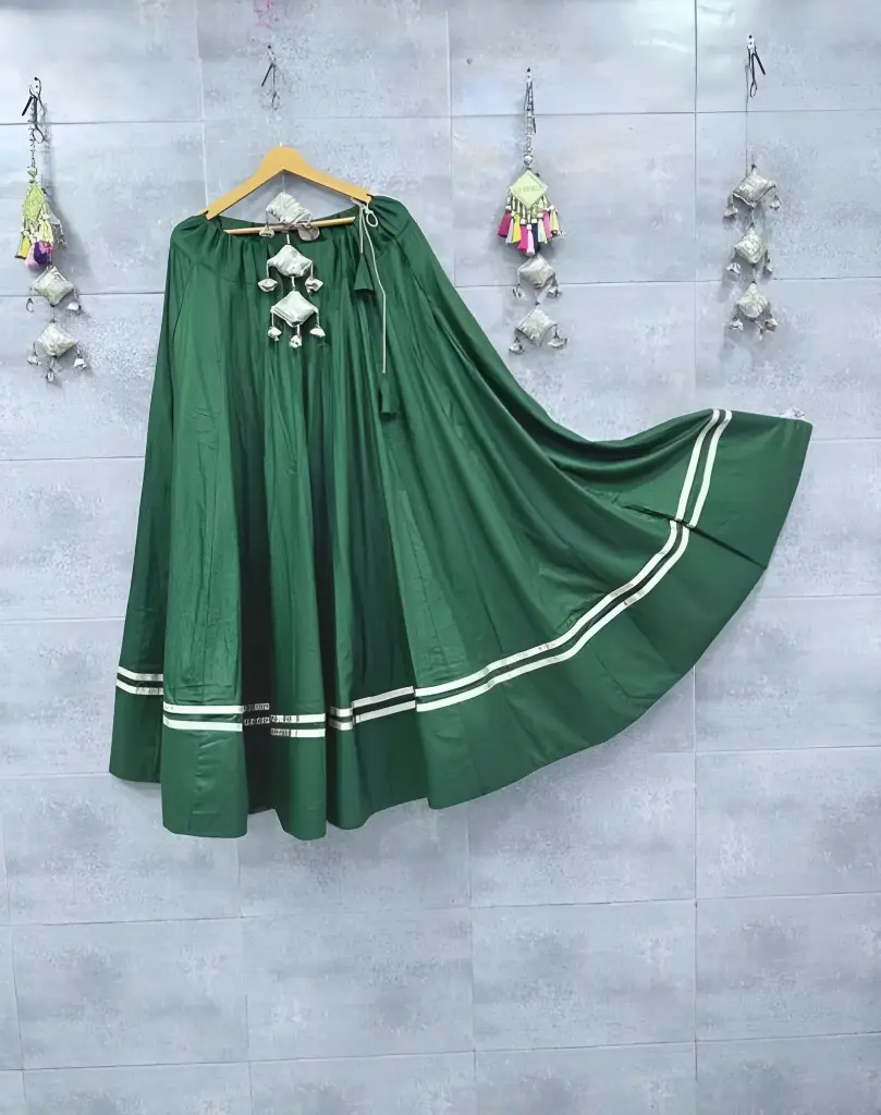  Radiance Silk Flared Lehenga with Golden Border_187