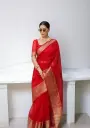  Red Kanjeevaram Silk Saree with Zari Work_192