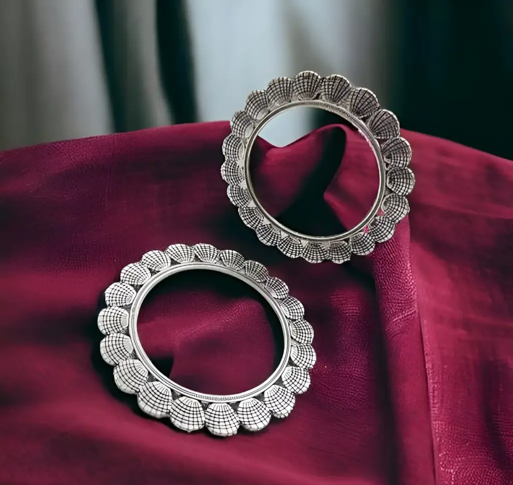 Temple Grace Oxidised Silver Bangles_219