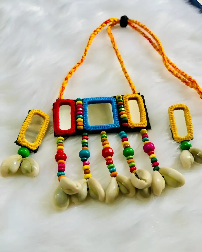 Boho Mirror Shell & Beads Handmade Necklace