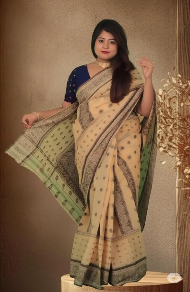 Elegant Handloom Cotton Saree with Traditional Prints