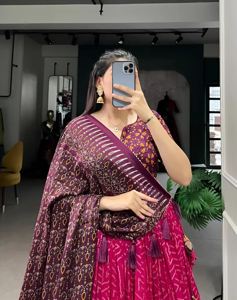 Magenta Bandhej Patola Chaniya Choli Set
