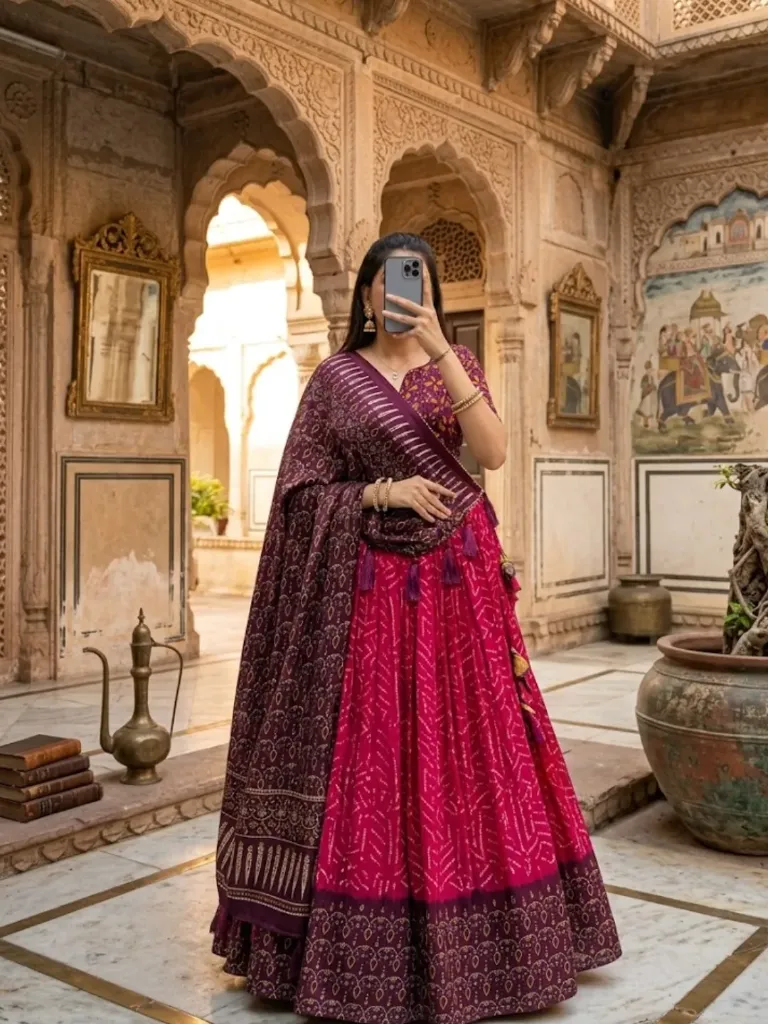 [270] Magenta Bandhej Patola Chaniya Choli Set_270