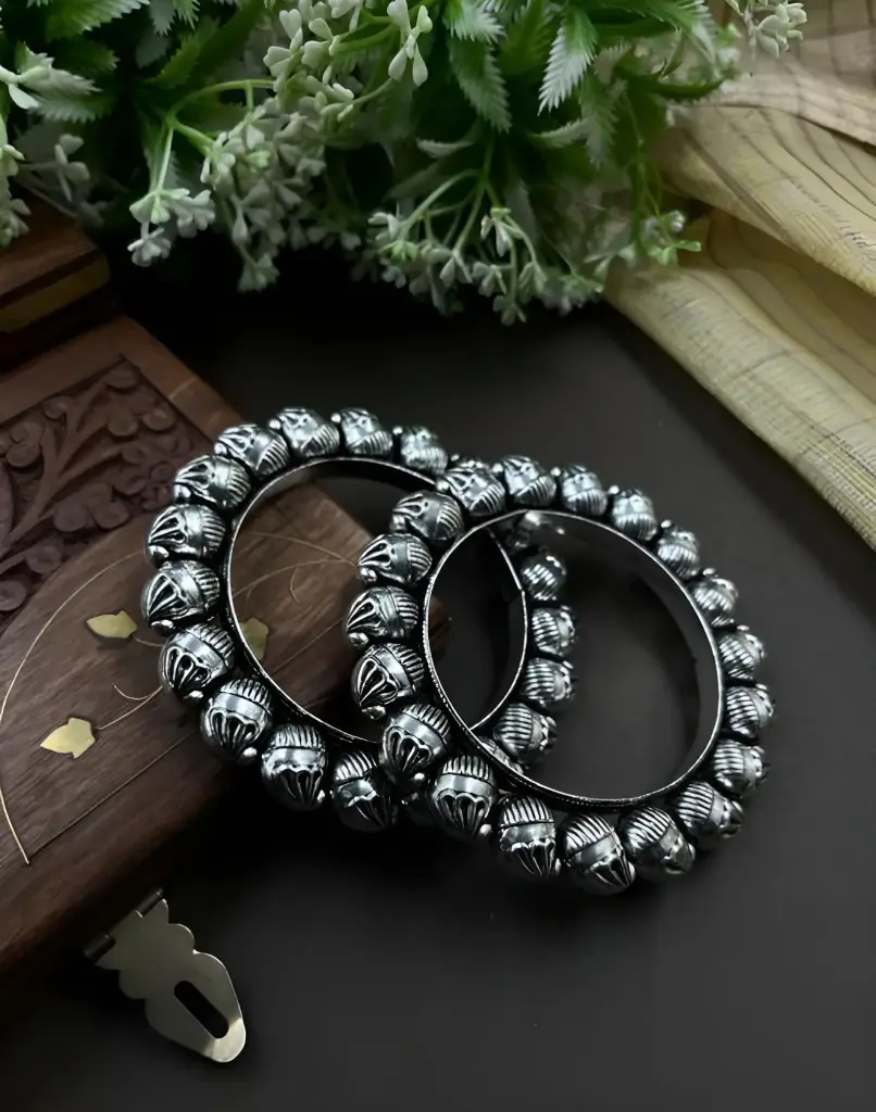 Oxidized Dome Bead Bangles