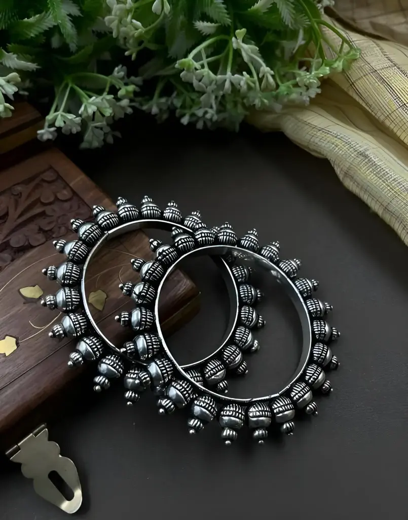 Oxidized Beaded Cluster Bangles