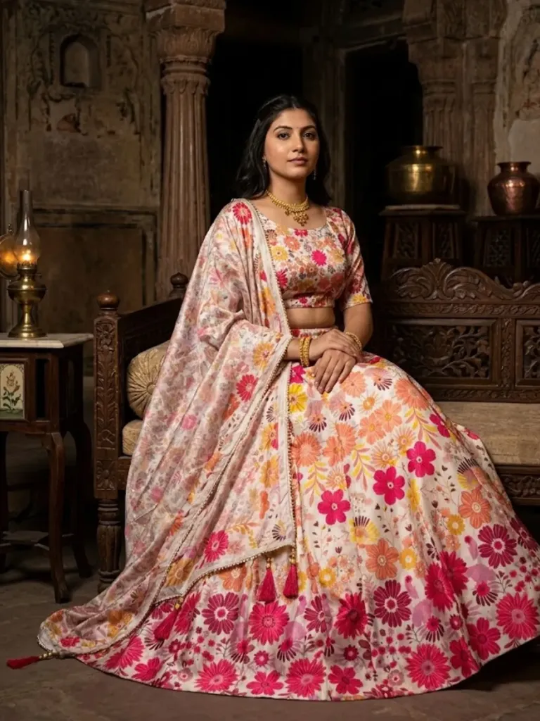 [319] Garden Blossom Silk Lehenga Choli_319