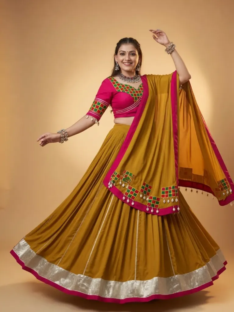 [339]  The Sun-kissed Bandhani Lehenga Choli_RASRANGINI_339