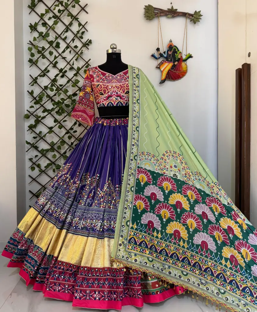 The Vibrant Yellow & Pink Chaniya Choli_RASRANGINI_361