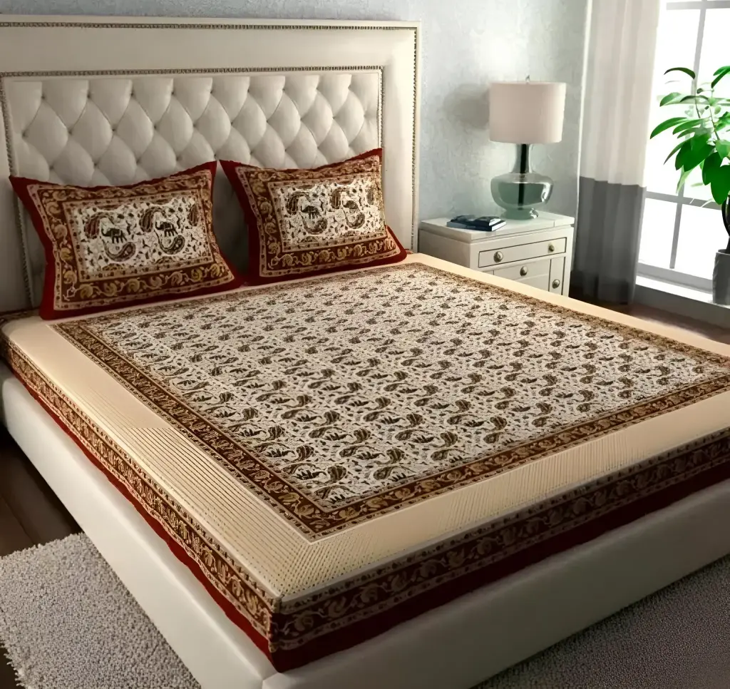 Cotton Rajsthani Jaipuri Double Bed Sheet_376