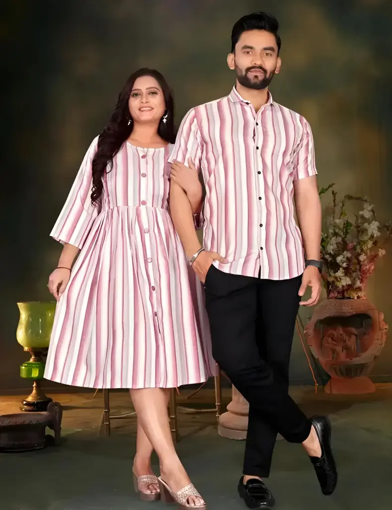 Couple Combo Mens Shirt & One Piece Dress for women_485