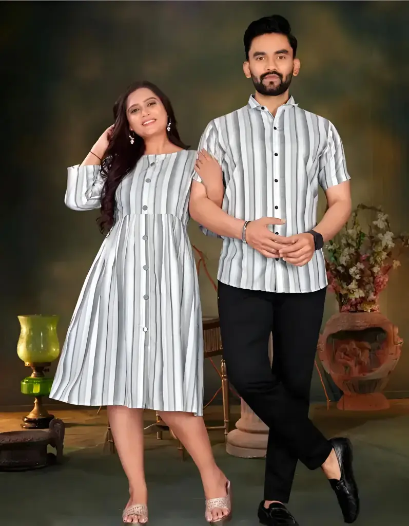 Couple Combo Mens Shirt & One Piece Dress for women_486