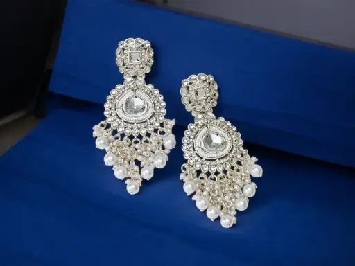 [68] Royal Kundan Pearl Drop Earrings(I)