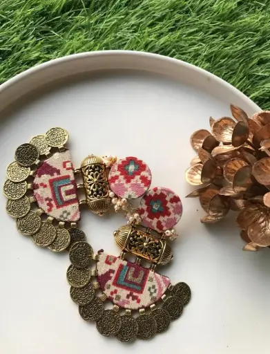 [69] Patola-Inspired Coin Drop Earrings_69