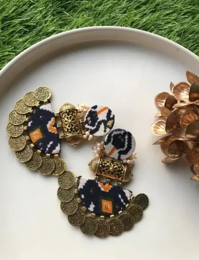 [70] Patola-Inspired Coin Drop Earrings_70