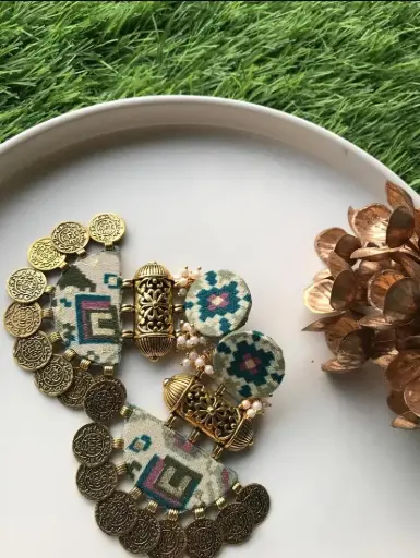 [71] Patola-Inspired Coin Drop Earrings_71