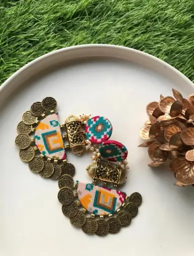 [72] Patola-Inspired Coin Drop Earrings_72