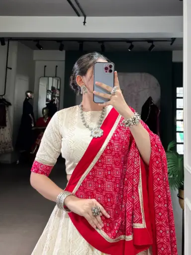 [546]  Zigzag And Bandhej Print Lehenga Choli_546