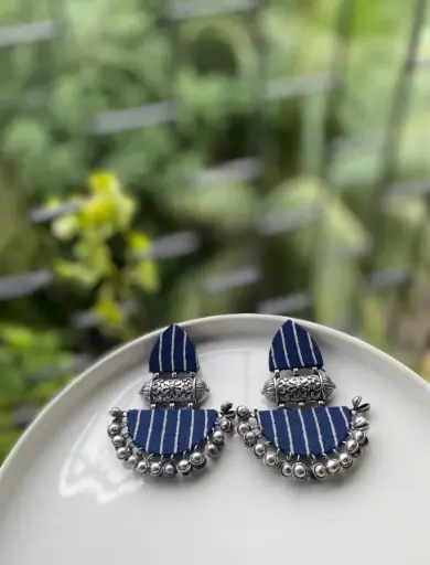 [115] Navratri Tribal Oxidized Mirror Dangle Earrings_115