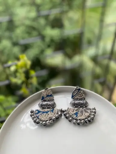 [116] Navratri Tribal Oxidized Mirror Dangle Earrings_116
