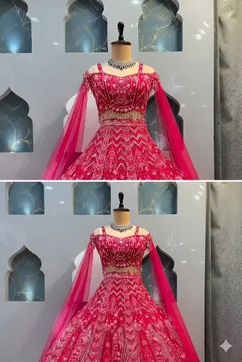 [565] The Fuchsia Radiance Hand-Embellished Lehenaga Choli_565