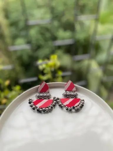 [117] Navratri Tribal Oxidized Mirror Dangle Earrings_117