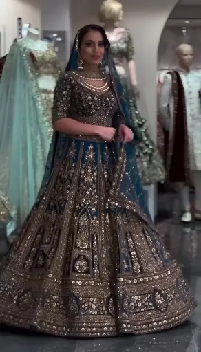 [580] The Midnight Teal Imperial Bridal Lehenga_580