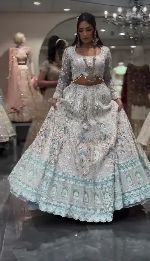[583] The Pearlescent Gardenia Bridal Lehenga_583