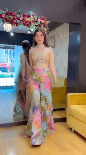 [589] Multicolor Sequin Patchwork Palazzo Set_589