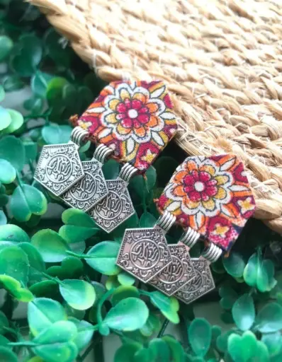 [119] Patola Bloom Fabric Dangler Earrings_119