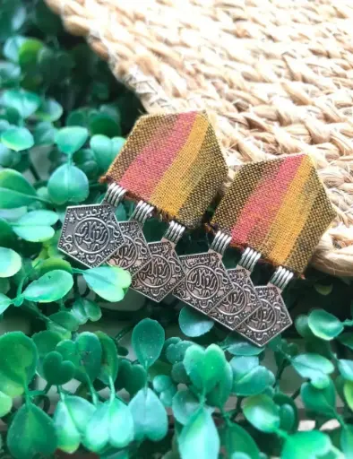 [121] Patola Bloom Fabric Dangler Earrings_121