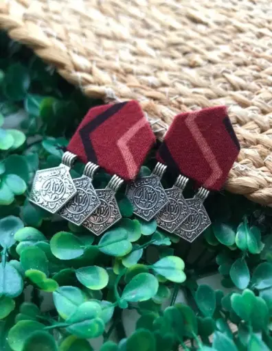 [124] Patola Bloom Fabric Dangler Earrings_124