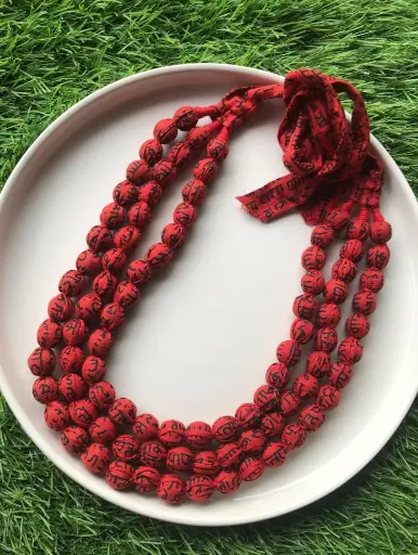 Midnight Charm Fabric Bead Necklace_129