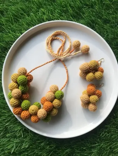 [131] Monochrome Crochet Bead Jewellery Set_131