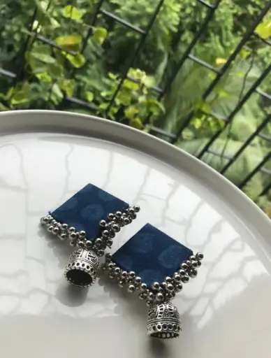 [143] Indigo Ghungroo Square Jhumka_143