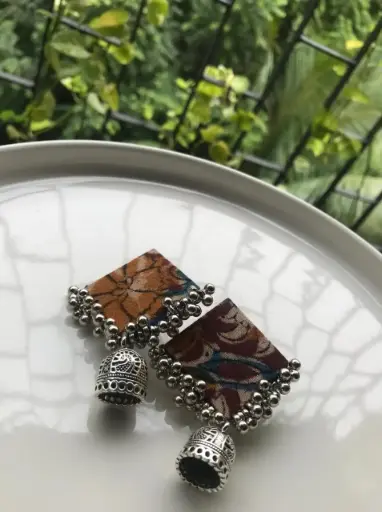 [144] Indigo Ghungroo Square Jhumka_144