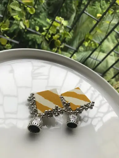 [145]  Indigo Ghungroo Square Jhumka_145