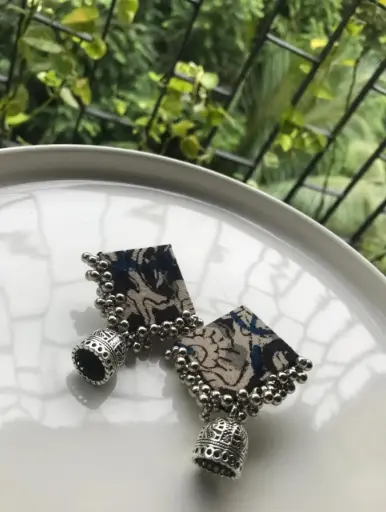 [146]  Indigo Ghungroo Square Jhumka_146